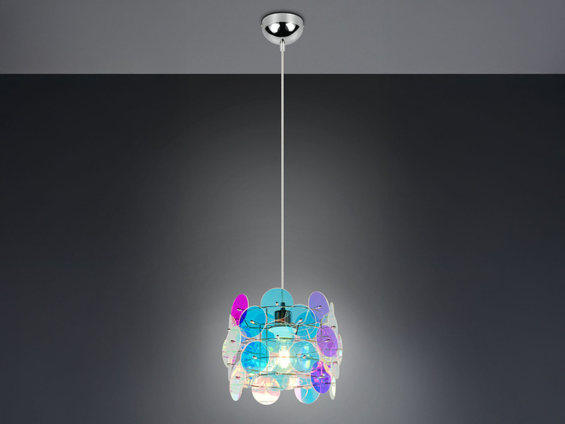 Kleine LED Pendelleuchte aus irisierendem Kunststoff, Ø 25cm