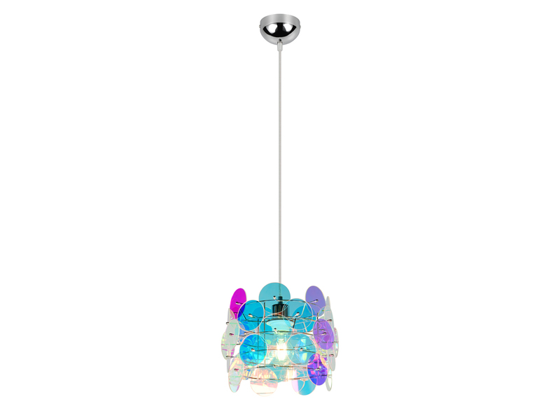 Kleine LED Pendelleuchte aus irisierendem Kunststoff, Ø 25cm