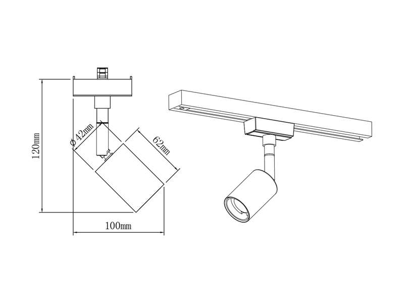 Strahler DIALLO in Silber für DUOline 2-Phasen Schienensystem