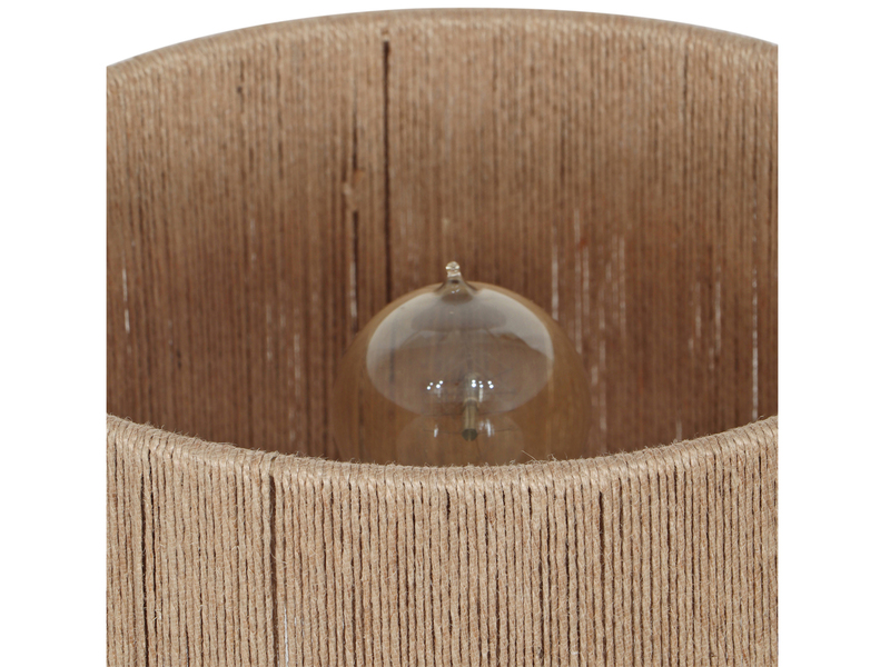 Große Tischleuchte TOBA aus Naturholz mit Lampenschirm aus Jute, Höhe 54cm