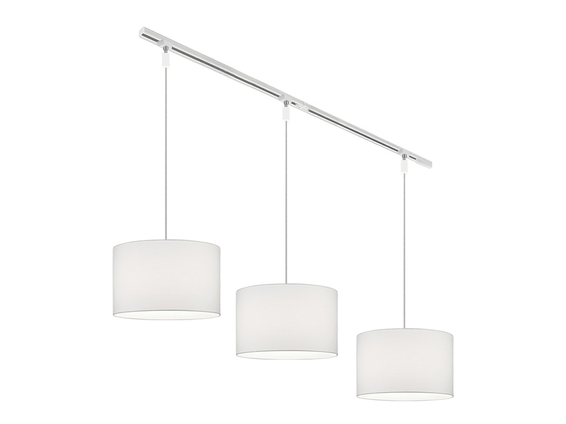 Lichtschienensystem mit 3x Stoff Pendel Weiß & Einspeisung 4-adrig Länge 202,5cm
