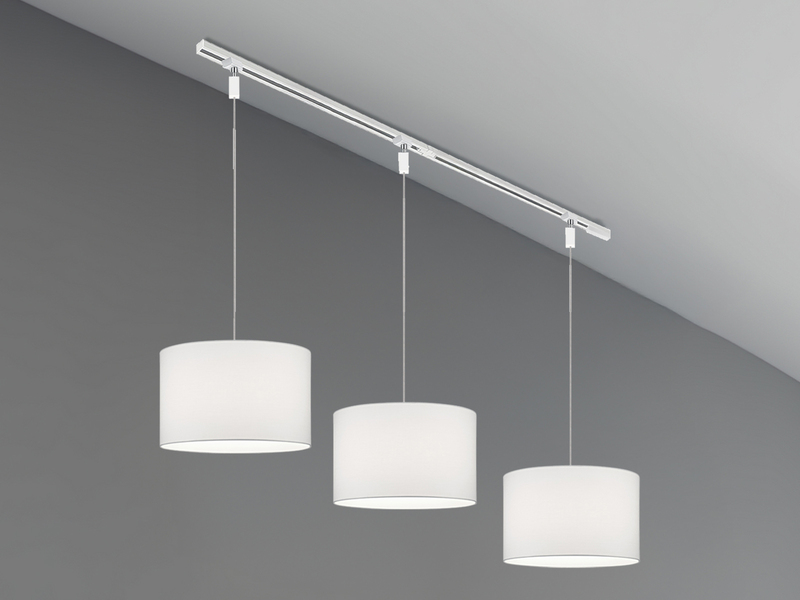 Lichtschienensystem mit 3x Stoff Pendel Weiß & Einspeisung 4-adrig Länge 202,5cm