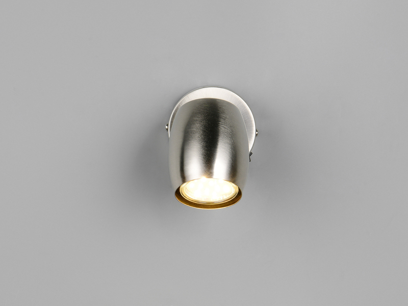 Wandstrahler NANCY mit Schalter aus Metall Silber, Höhe 14cm