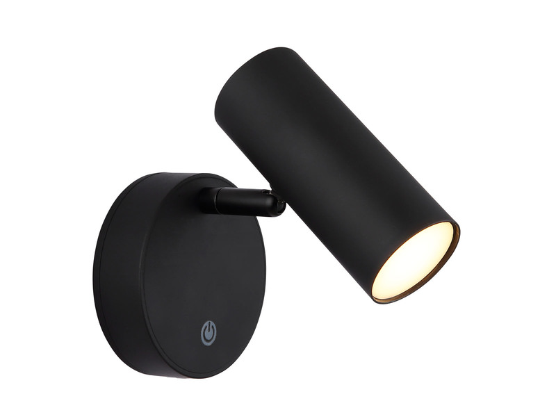 Akku Wandstrahler ALLVI Schwarz kabellos ohne Stromanschluss, Breite 10cm