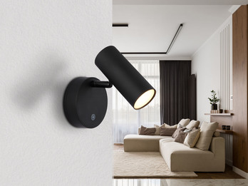 Akku Wandstrahler ALLVI Schwarz kabellos ohne Stromanschluss, Breite 10cm