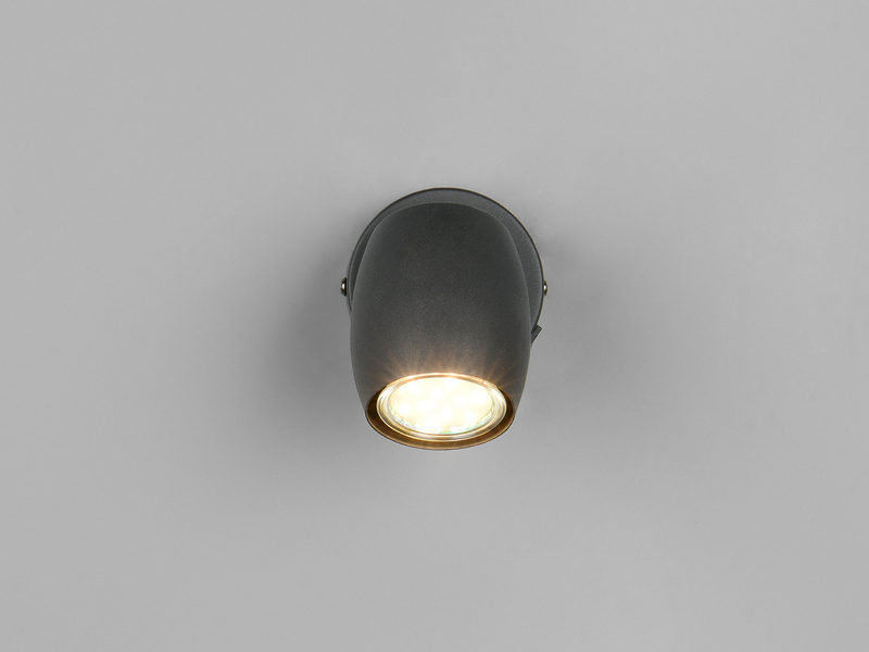 Wandstrahler NANCY mit Schalter aus Metall Schwarz, Höhe 14cm