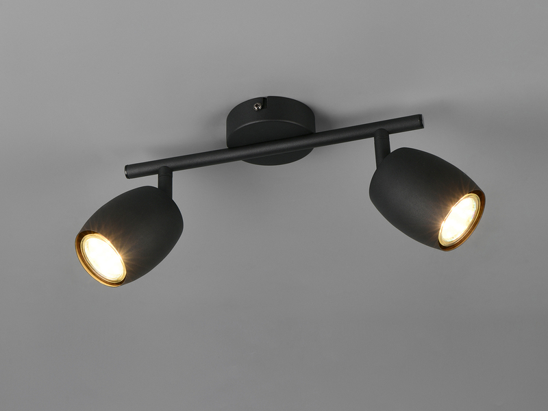 Deckenstrahler NANCY 2-flammig aus Metall Schwarz, Breite 27,5cm