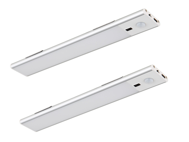2er SET Akku Unterbauleuchten flach mit Bewegungsmelder, Länge 24cm