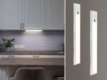 2er SET Akku Unterbauleuchten flach mit Bewegungsmelder, Länge 24cm