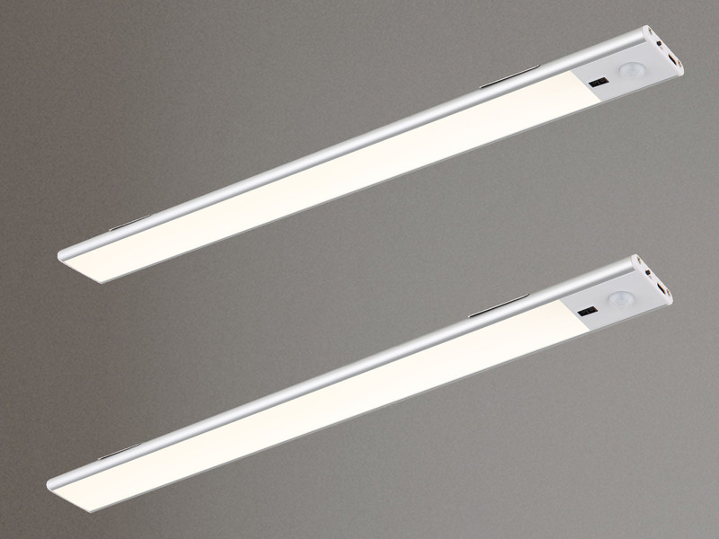 2er SET Akku Unterbauleuchten flach mit Bewegungsmelder, Länge 40cm