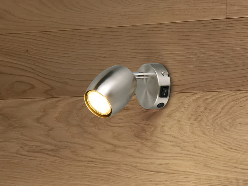 LED Wandstrahler mit Schalter aus Metall Silber, Höhe 14cm