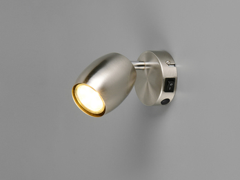 LED Wandstrahler mit Schalter aus Metall Silber, Höhe 14cm