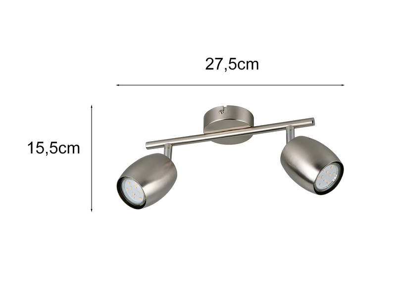 LED Deckenstrahler 2-flammig aus Metall Silber, Breite 27,5cm