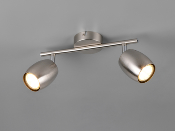 LED Deckenstrahler 2-flammig aus Metall Silber, Breite 27,5cm