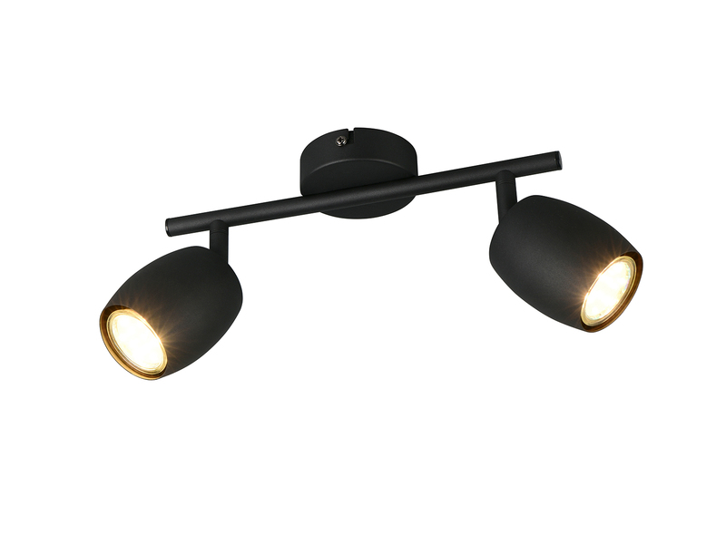 LED Deckenstrahler 2-flammig aus Metall Schwarz, Breite 27,5cm