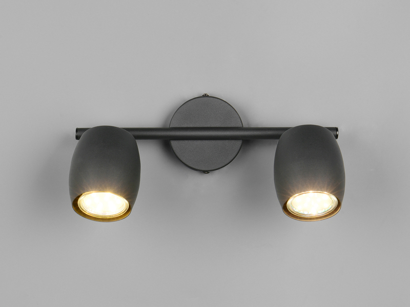 LED Deckenstrahler 2-flammig aus Metall Schwarz, Breite 27,5cm