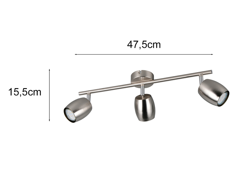 LED Deckenstrahler 3-flammig aus Metall Silber, Breite 47,5cm
