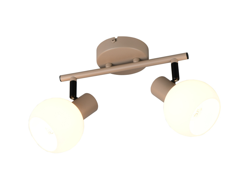 Deckenstrahler BOBA 2-flammig aus Metall in Beige mit Glasschirmen, Breite 25cm