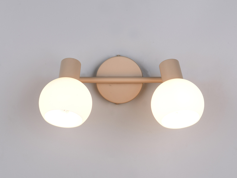 Deckenstrahler BOBA 2-flammig aus Metall in Beige mit Glasschirmen, Breite 25cm