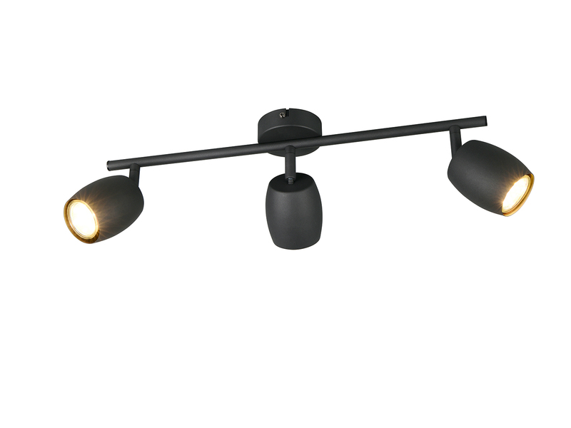 LED Deckenstrahler 3-flammig aus Metall Schwarz, Breite 47,5cm