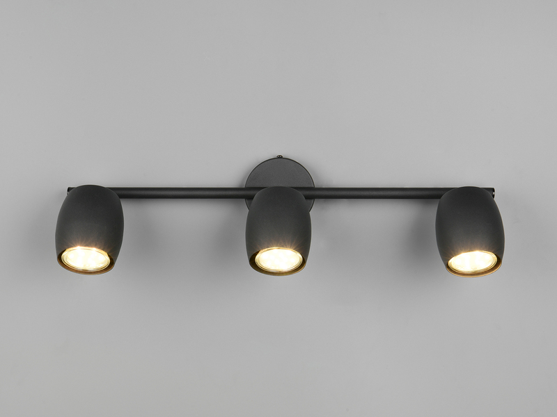 LED Deckenstrahler 3-flammig aus Metall Schwarz, Breite 47,5cm