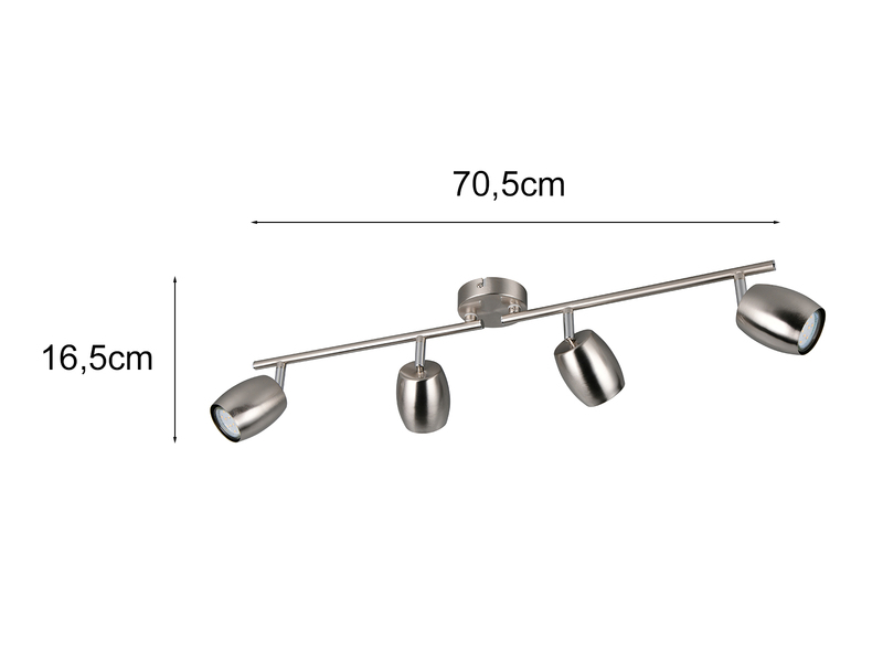 LED Deckenstrahler 4-flammig aus Metall Silber, Breite 70,5cm