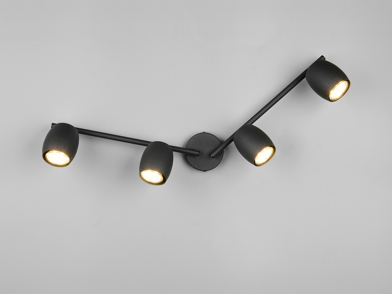 LED Deckenstrahler 4-flammig aus Metall Schwarz Breite 70,5cm