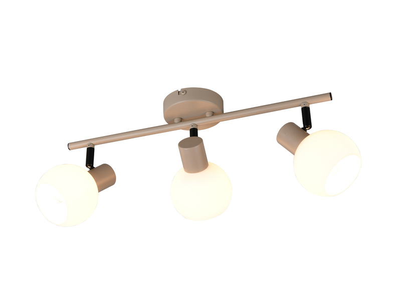 Deckenstrahler BOBA 3-flammig aus Metall in Beige mit Glasschirmen, Breite 45cm