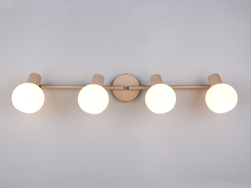 Deckenstrahler BOBA 4-flammig aus Metall in Beige mit Glasschirmen, Breite 70cm