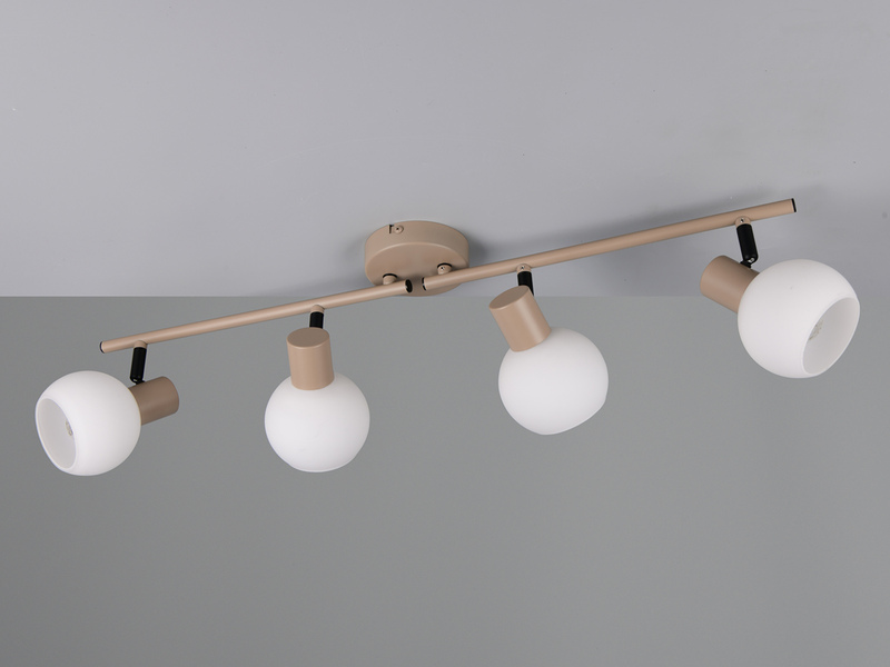 Deckenstrahler BOBA 4-flammig aus Metall in Beige mit Glasschirmen, Breite 70cm