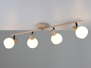 Deckenstrahler BOBA 4-flammig aus Metall in Beige mit Glasschirmen, Breite 70cm