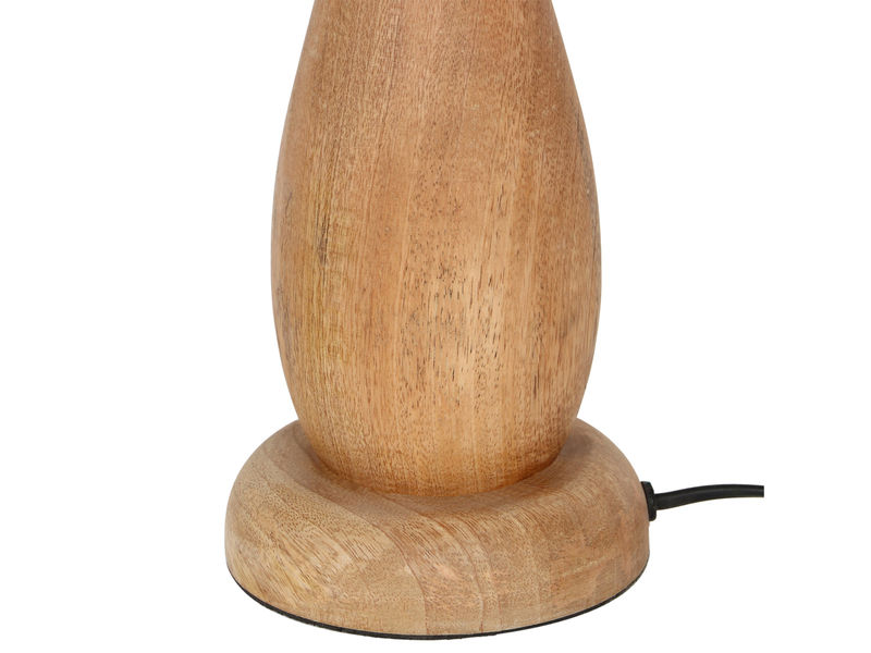 Große LED Tischleuchte aus Naturholz mit Lampenschirm aus Jute, Höhe 54cm