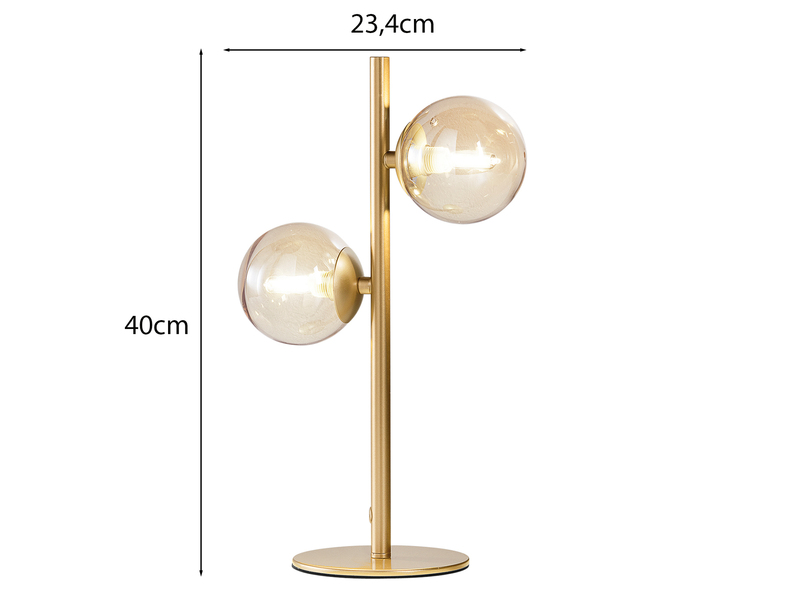 Ausgefallene Tischleuchte HONEY Gold - Glaskugeln Bernstein, Höhe 40cm