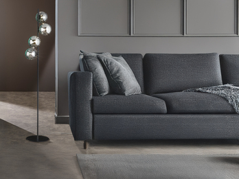 Ausgefallene Stehlampe HONEY Schwarz - Glaskugeln Rauchglas, Höhe 160cm