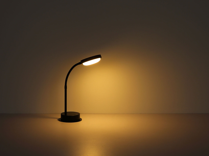 Akku Schreibtischlampe PEGASI dimmbar, Schwarz mit Flexrohr, Höhe 38cm