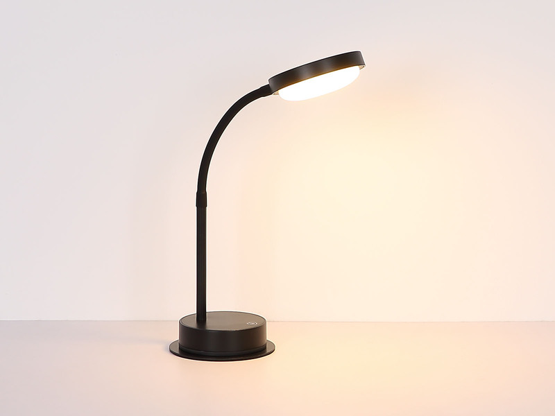 Akku Schreibtischlampe PEGASI dimmbar, Schwarz mit Flexrohr, Höhe 38cm