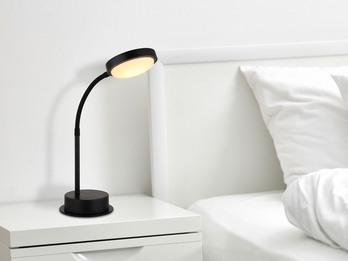 Akku Schreibtischlampe PEGASI dimmbar, Schwarz mit Flexrohr, Höhe 38cm