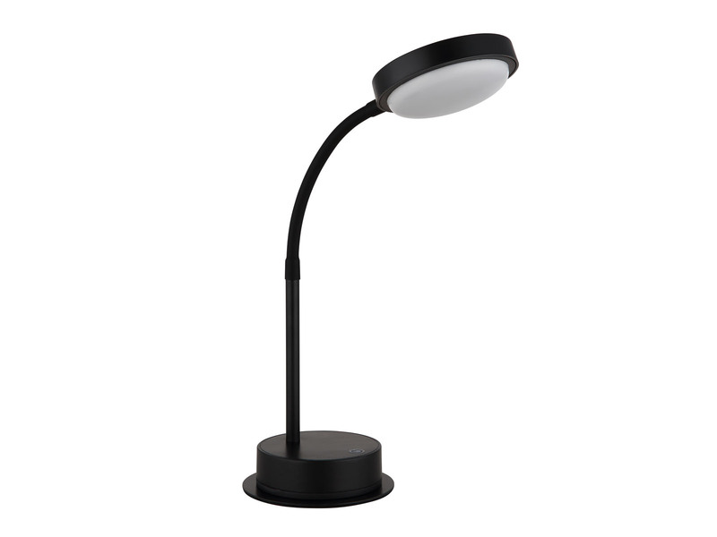 Aufladbare Akku Schreibtischlampe dimmbar, Schwarz mit Flexrohr, Höhe 38cm