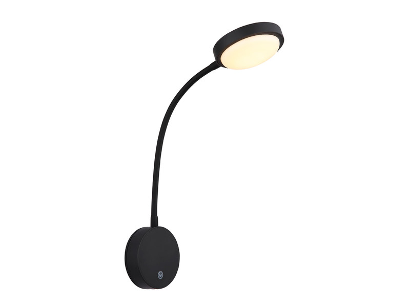 Akku Wandleuchte PEGASI dimmbar, Schwarz mit Flexrohr, Höhe 45cm