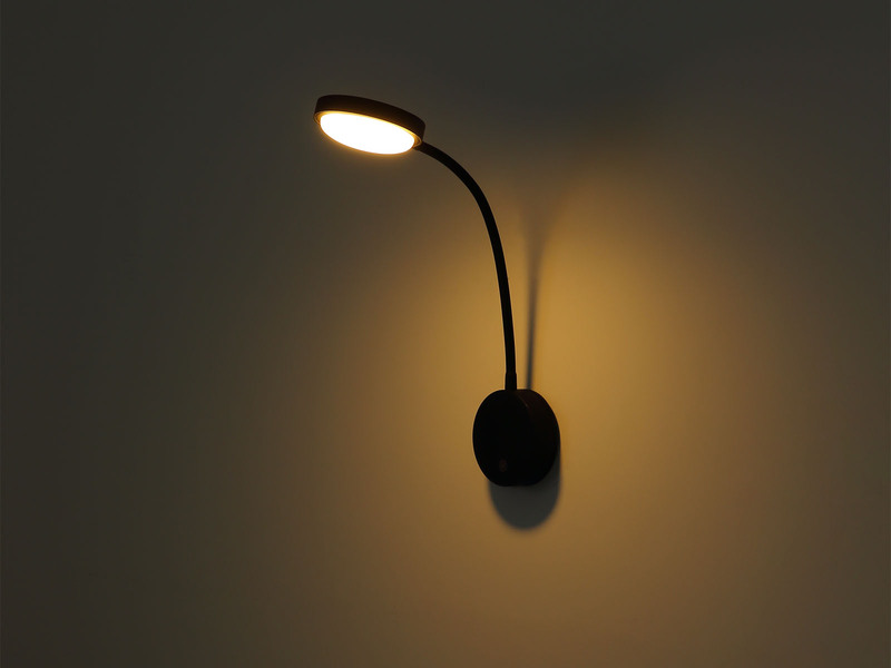 Akku Wandleuchte PEGASI dimmbar, Schwarz mit Flexrohr, Höhe 45cm