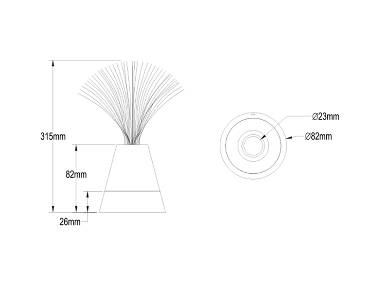 Faserlampe PUNK mit RGB Farbwechsel, auch Batteriebetrieb geeignet, Höhe 31,5cm