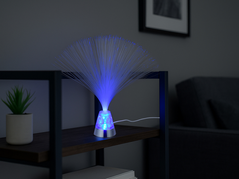 Coole Faserlampe mit RGB Farbwechsel, auch Batteriebetrieb geeignet, Höhe 31,5cm