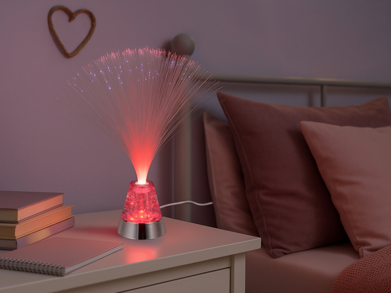 Coole Faserlampe mit RGB Farbwechsel, auch Batteriebetrieb geeignet, Höhe 31,5cm
