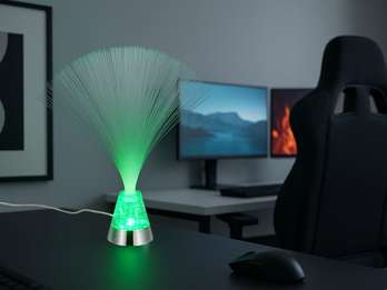 Coole Faserlampe mit RGB Farbwechsel, auch Batteriebetrieb geeignet, Höhe 31,5cm