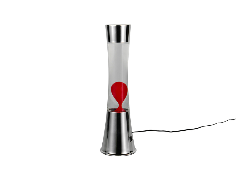 LED Lavalampe ETNA im 90er Jahre Design, Silber mit roter Lava, Höhe 39,5cm