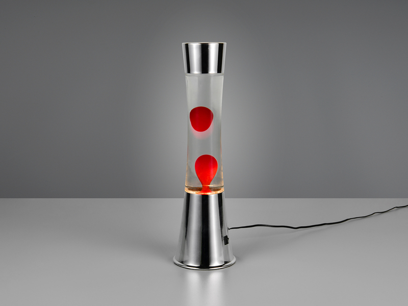LED Lavalampe ETNA im 90er Jahre Design, Silber mit roter Lava, Höhe 39,5cm