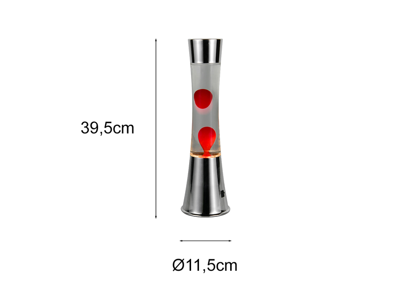 LED Lavalampe ETNA im 90er Jahre Design, Silber mit roter Lava, Höhe 39,5cm