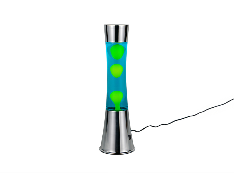 LED Lavalampe ETNA im 90er Jahre Design, Silber mit grüner Lava, Höhe 39,5cm