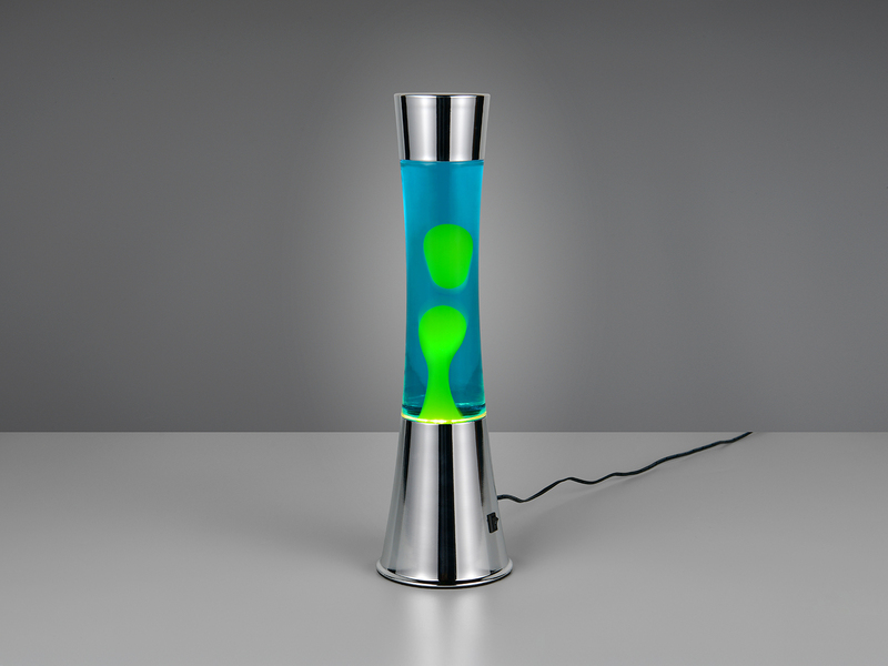 LED Lavalampe ETNA im 90er Jahre Design, Silber mit grüner Lava, Höhe 39,5cm