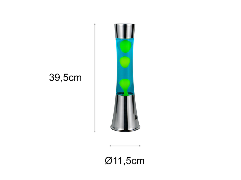 LED Lavalampe ETNA im 90er Jahre Design, Silber mit grüner Lava, Höhe 39,5cm